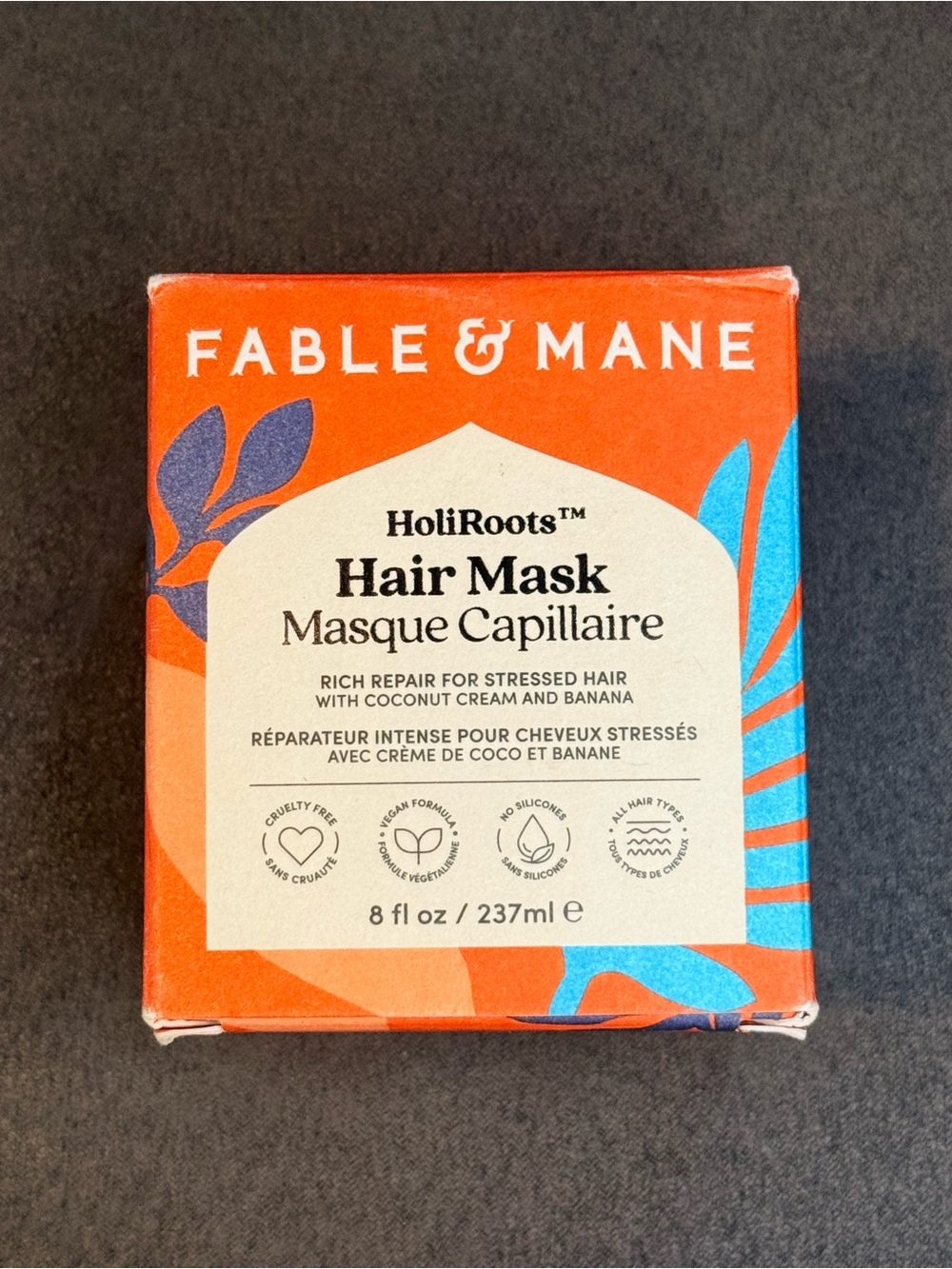 Fable & Mane HoliRoots Hair Mask for Stressed Hair w Coconut Cream & Banana 8 oz